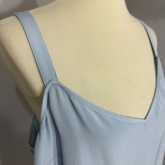 DONCASTER Blue Linen Silk 2pc Layered Top Set Sz 18 Cottage Preppy Eyelet Sheer - Picture 12 of 16